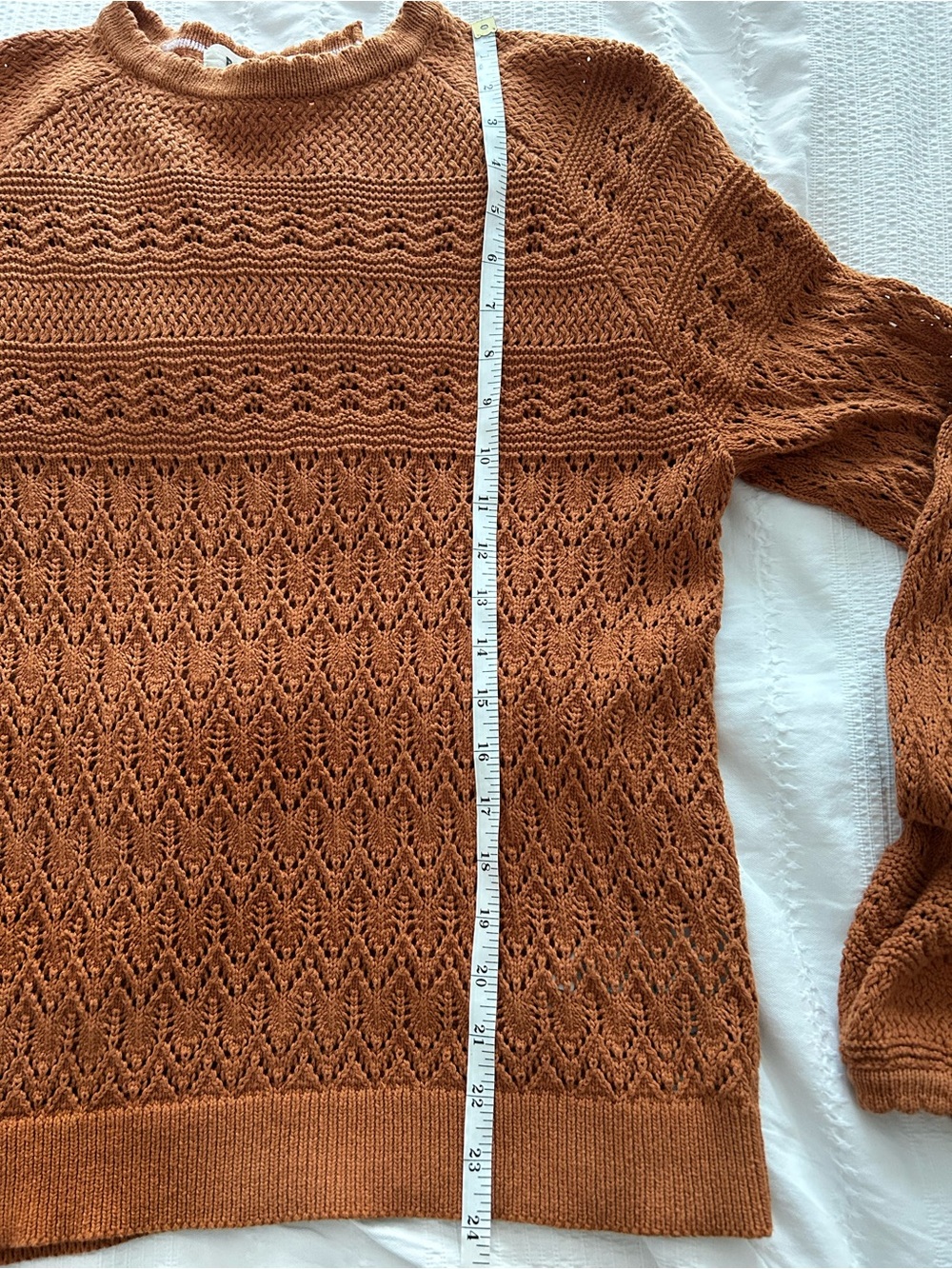 Boden Scalloped Cotton Rust Orange Knit Sweater- Size Medium - Picture 5 of 6
